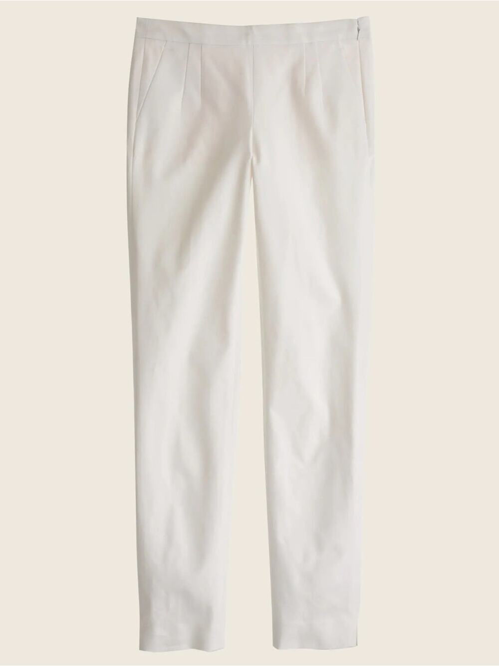 J.CREW Martie Pant in Bi-stretch Cotton Ivory Size 4 Tall